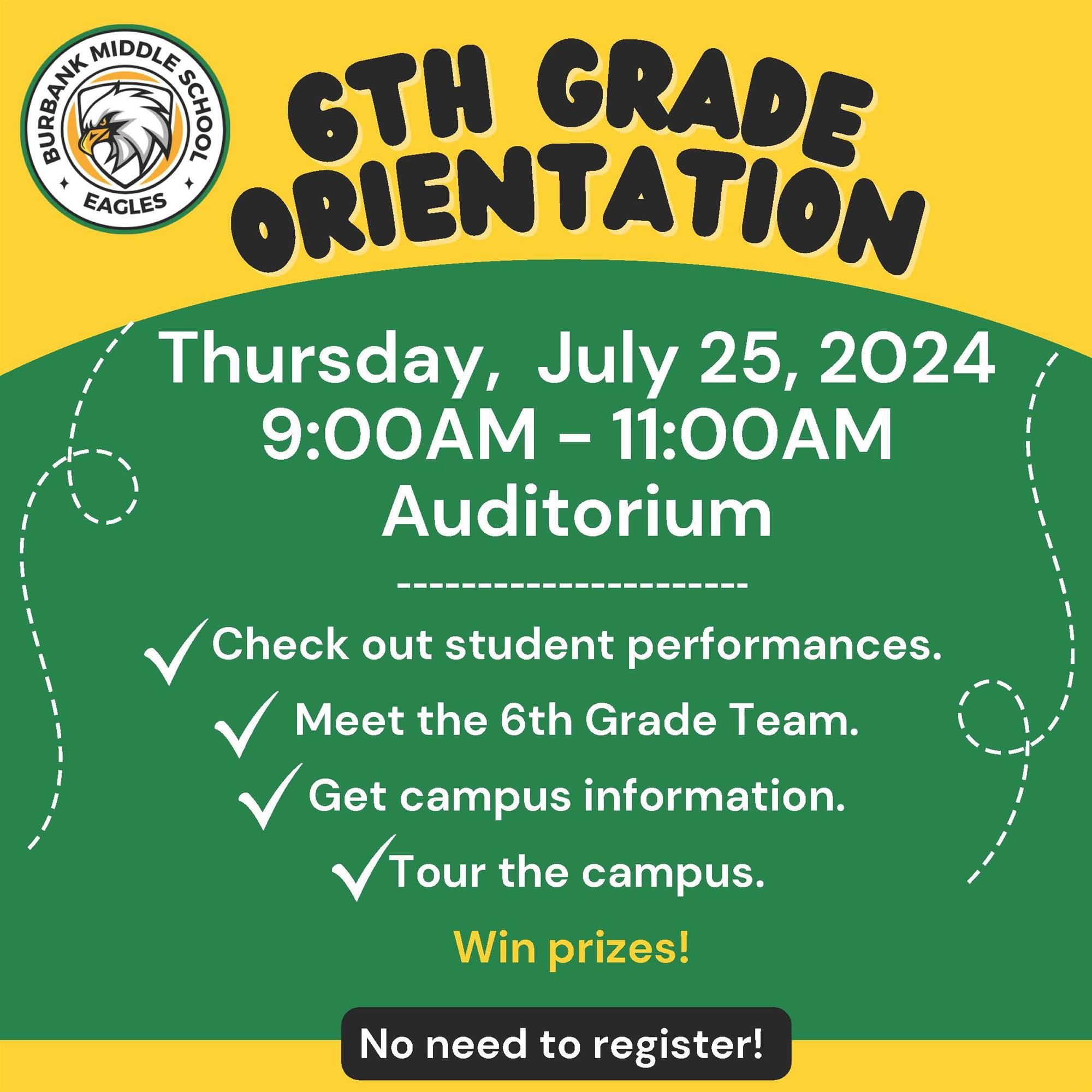 6th grade orientation flyer